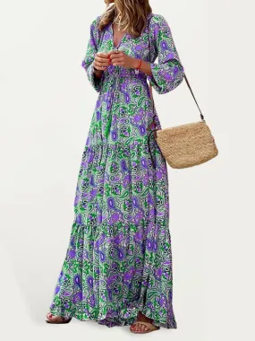 Bohemian V-Neck Swing Dress for Effortless Style