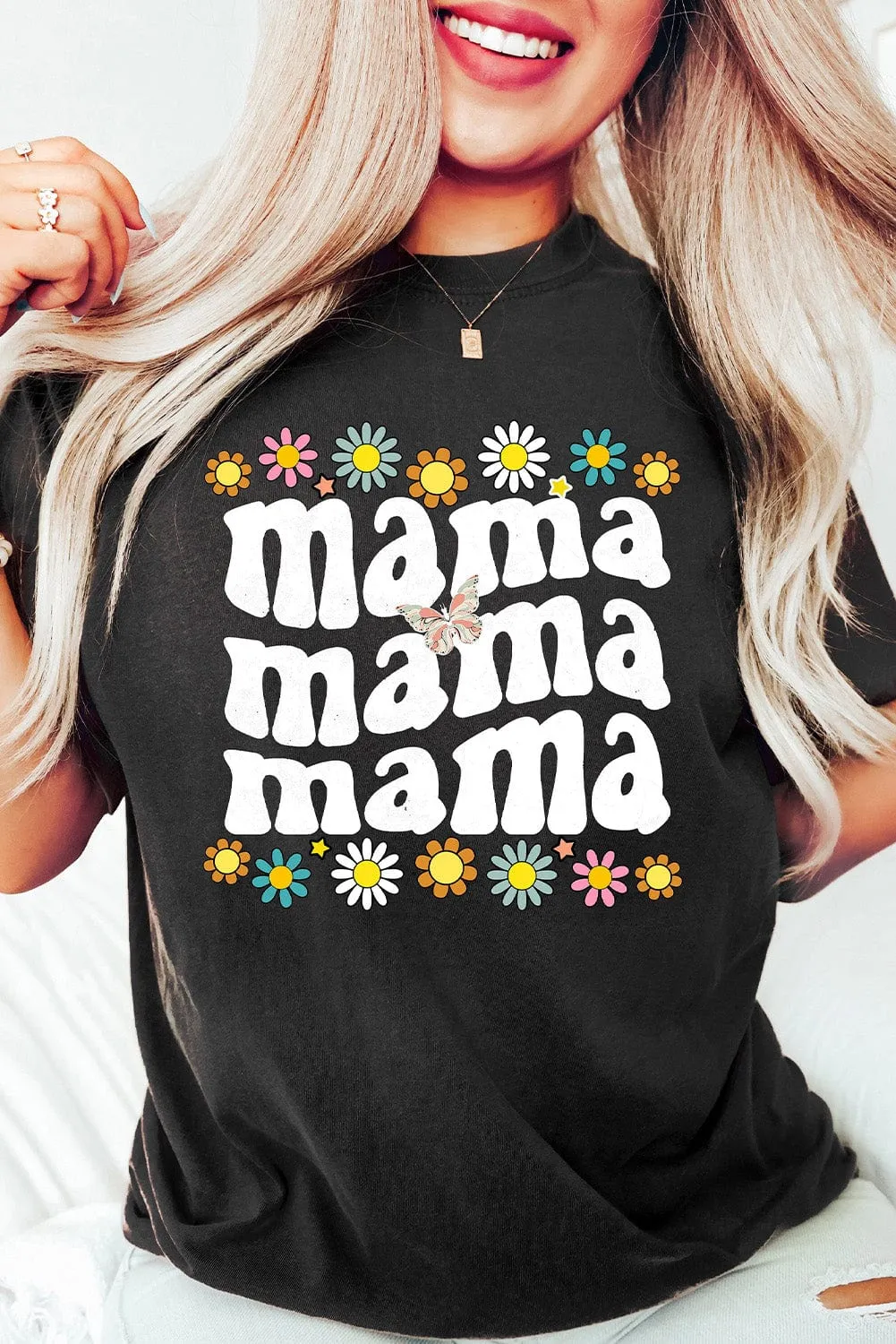 Butterfly Mama Floral Graphic Tee for Stylish Moms