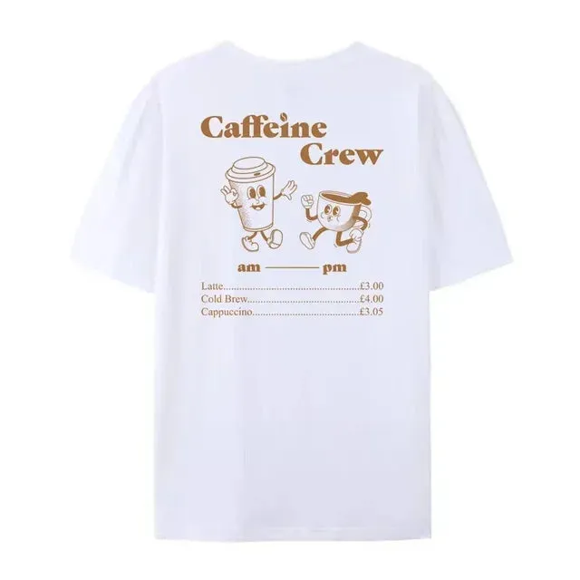 Caffeine Retro Stylish Cartoon Graphic Tees