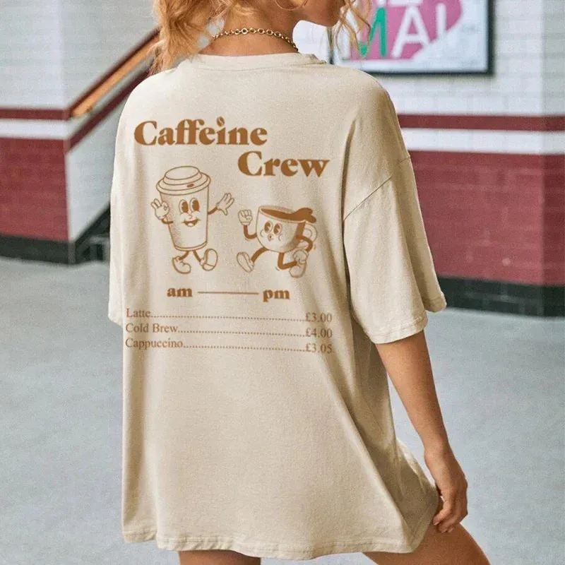 Caffeine Retro Stylish Cartoon Graphic Tees