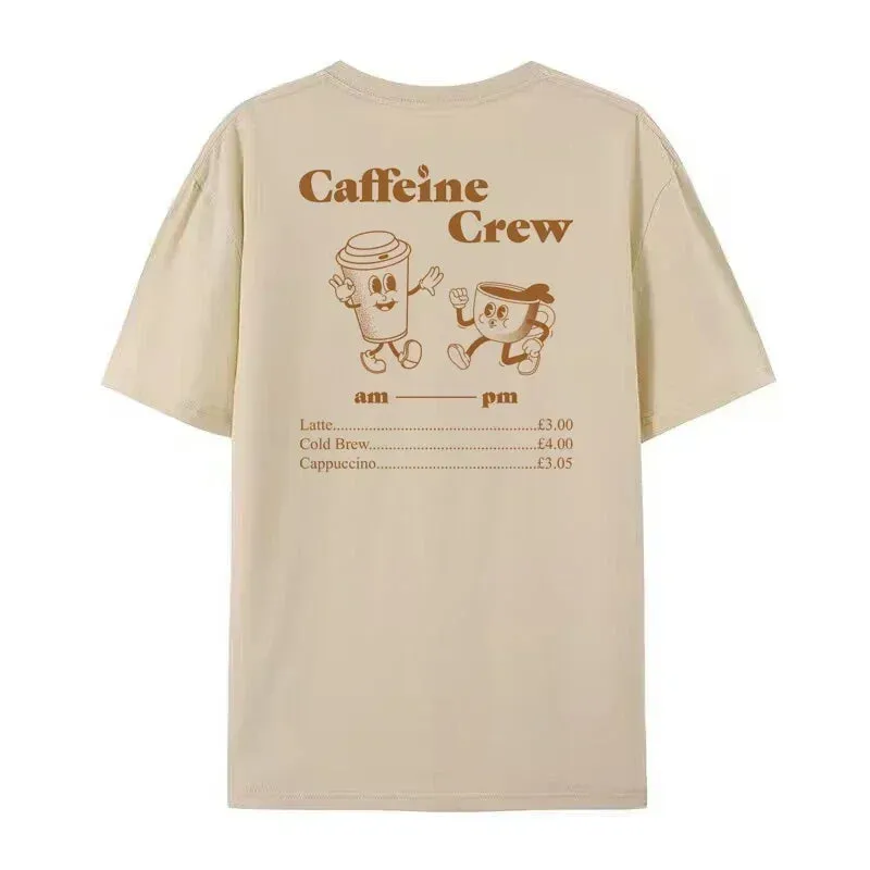 Caffeine Retro Stylish Cartoon Graphic Tees