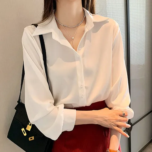 Casual Long Sleeve Chiffon Blouse