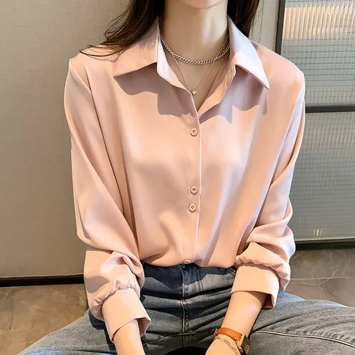 Casual Long Sleeve Chiffon Blouse