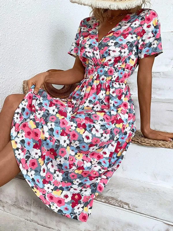 Chic Floral V-Neck Dress for Effortless Summer Style