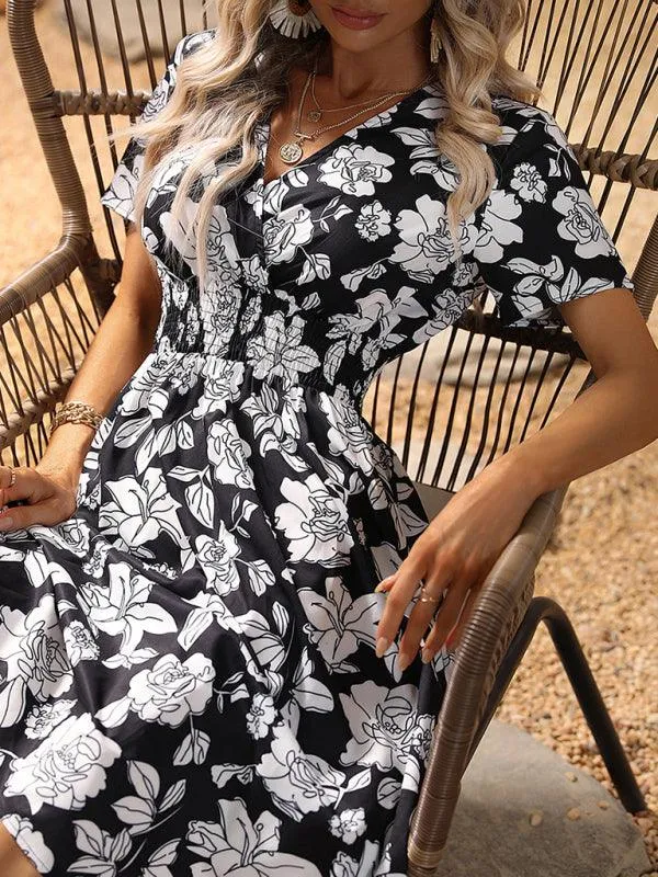 Chic Floral V-Neck Dress for Effortless Summer Style