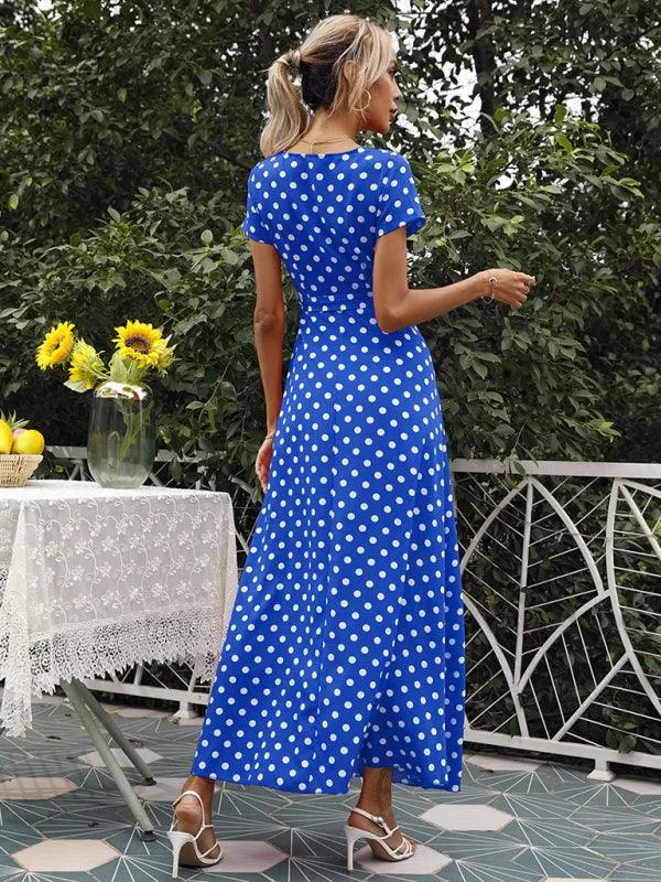 Chic Polka Dot Slit Dress for Effortless Style