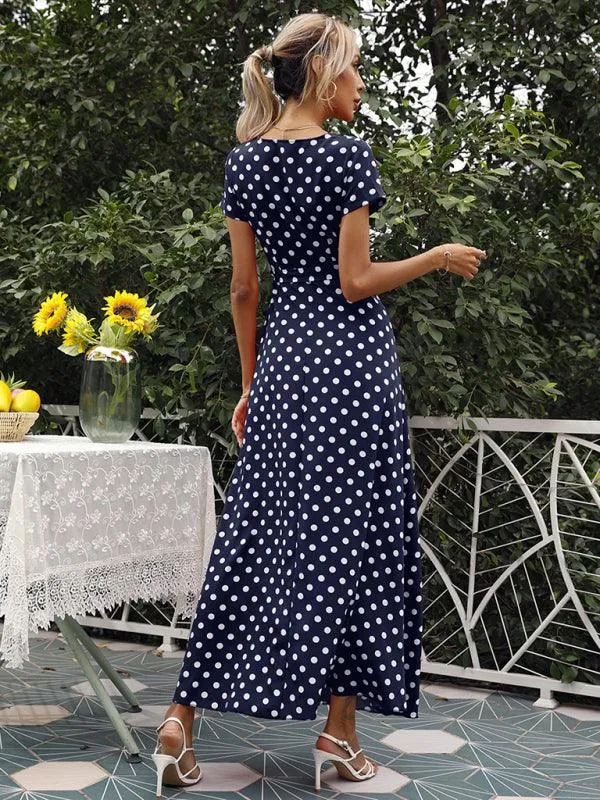 Chic Polka Dot Slit Dress for Effortless Style