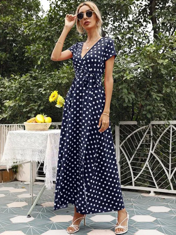 Chic Polka Dot Slit Dress for Effortless Style