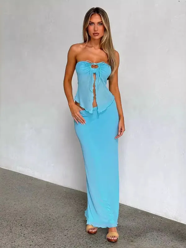 Chic Summer Two-Piece Strapless Outfit for Women