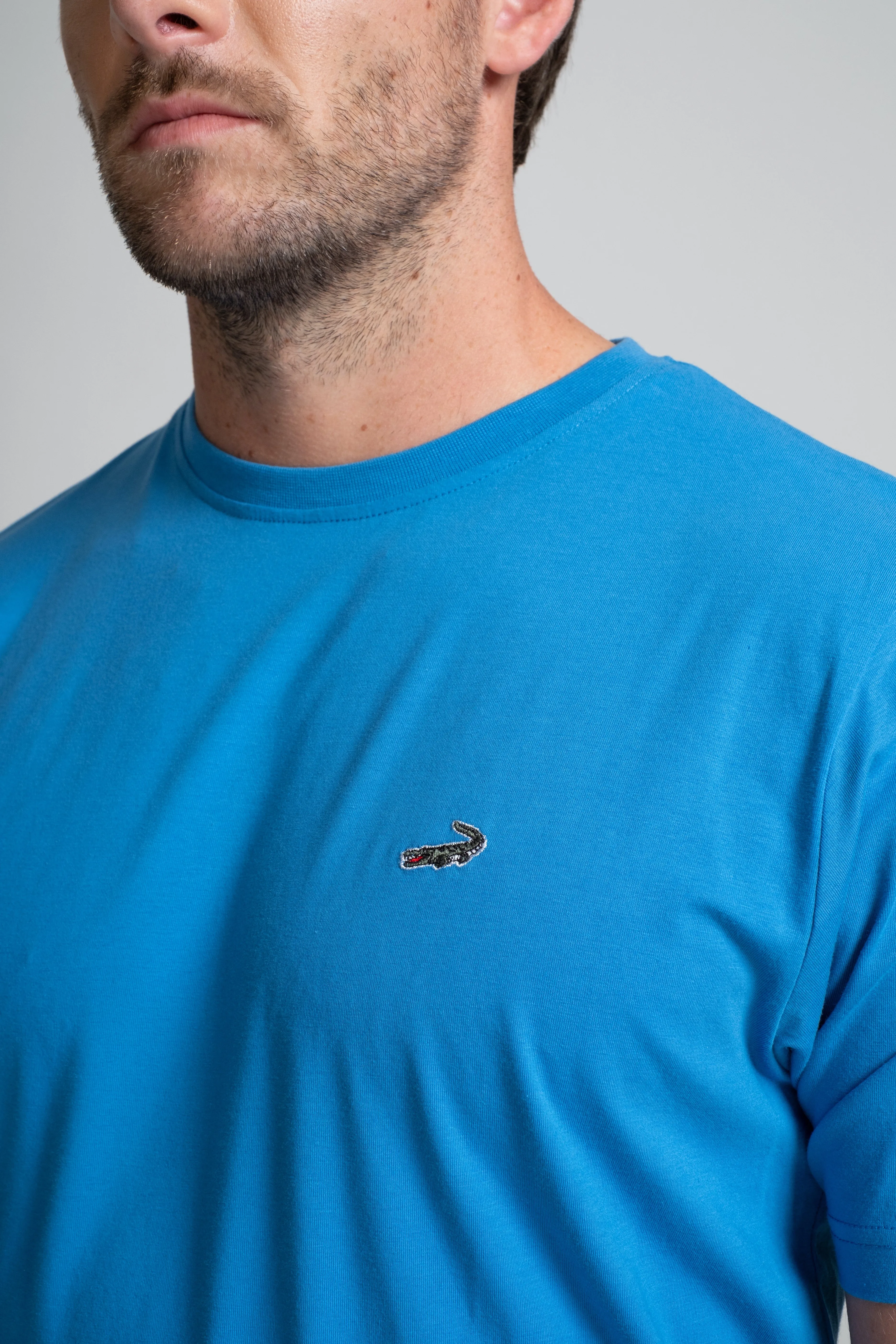 Classic Fit Short sleeves-CasualCrew Neck - Blue Mediterranian