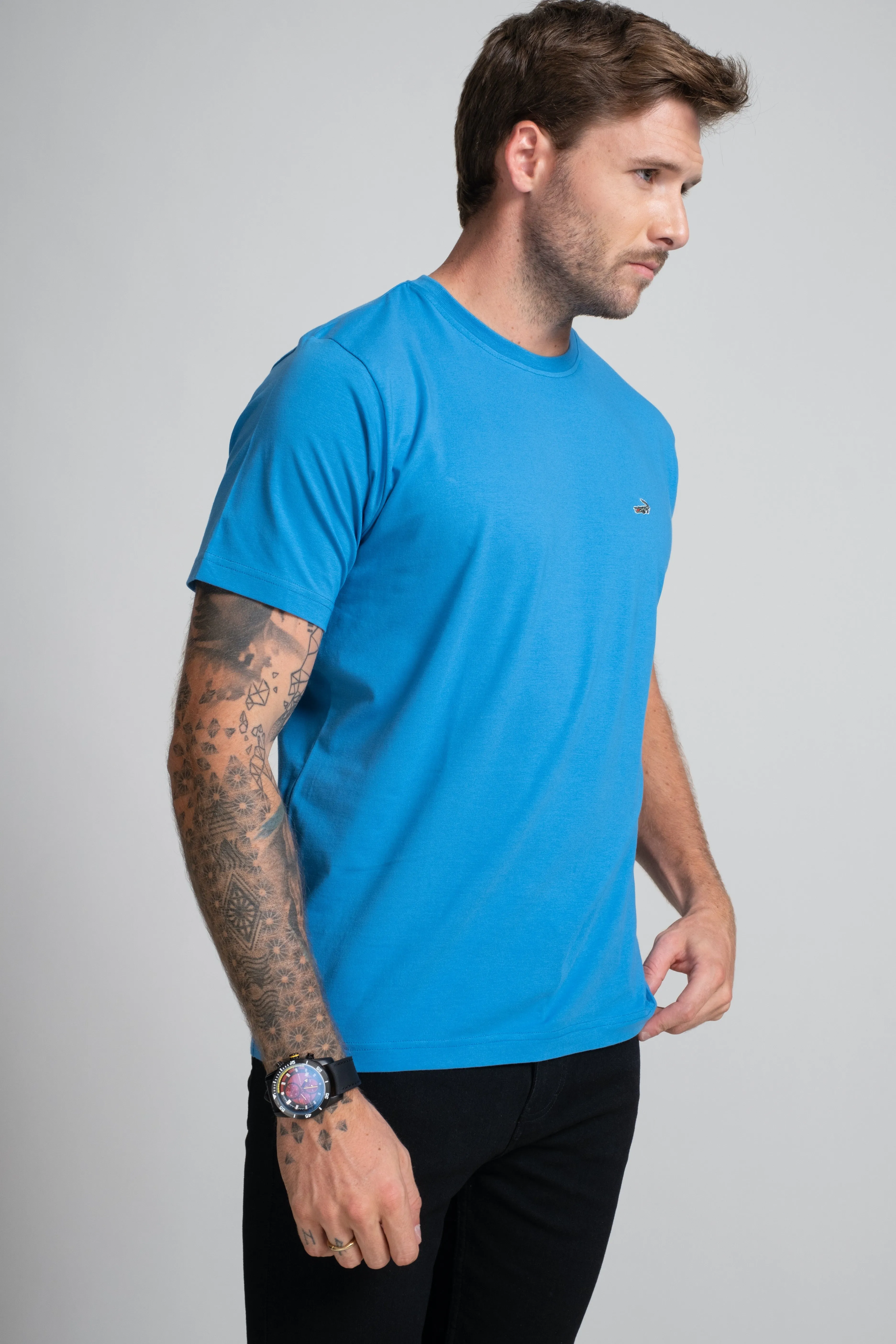 Classic Fit Short sleeves-CasualCrew Neck - Blue Mediterranian