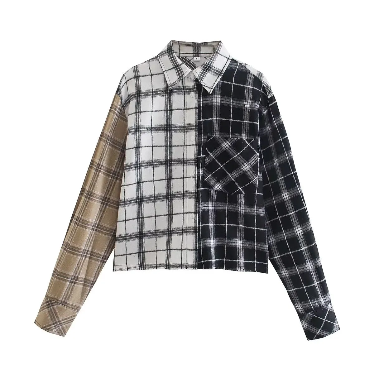 Color Block Checked Shirt #167713