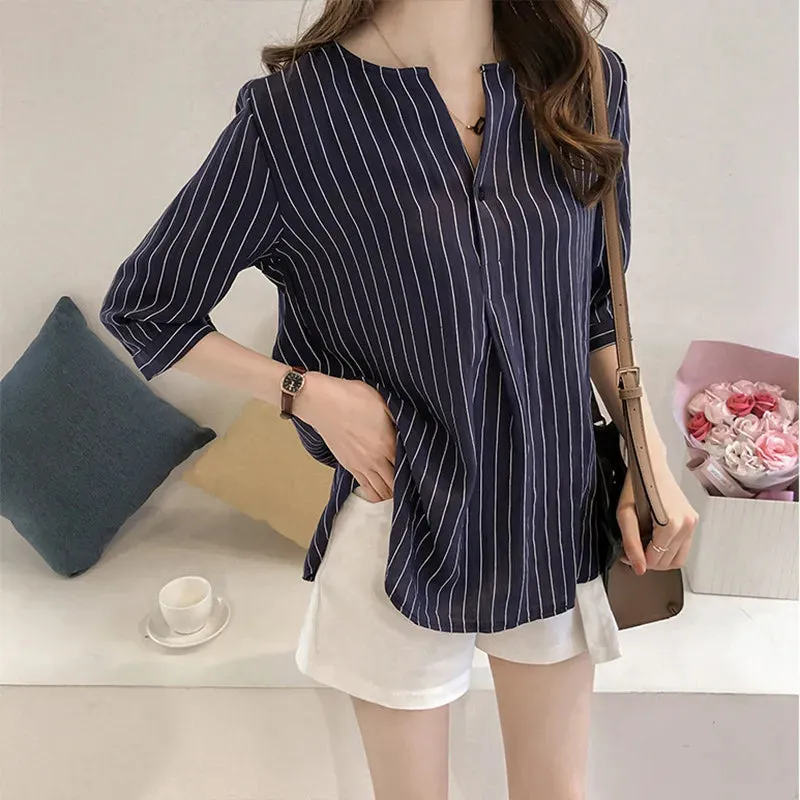 Elegant Striped Summer Blouse for Women