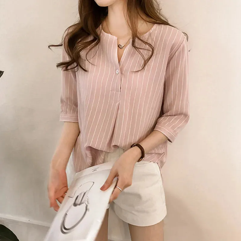 Elegant Striped Summer Blouse for Women