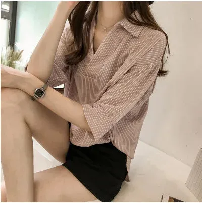 Elegant Striped Summer Blouse for Women