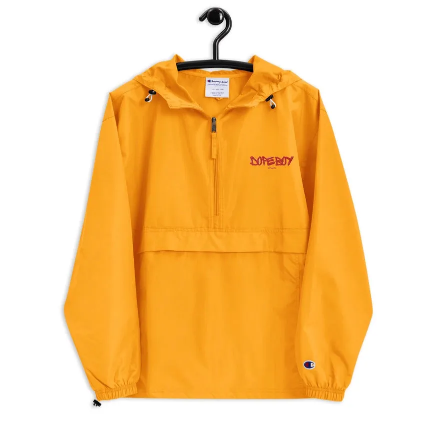 Embroidered Champion Packable Jacket Gold