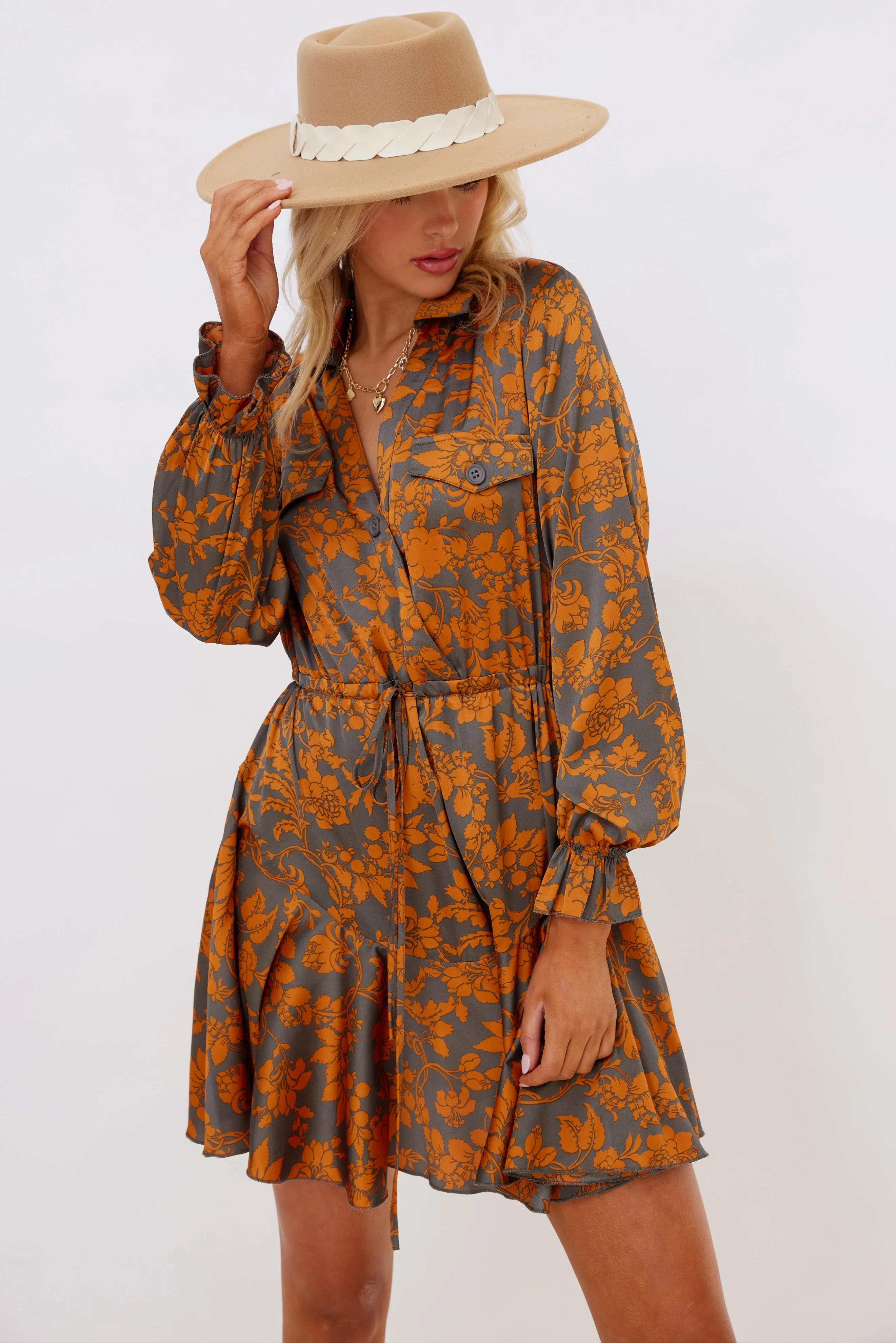 Erin Printed Long Sleeve Mini Dress