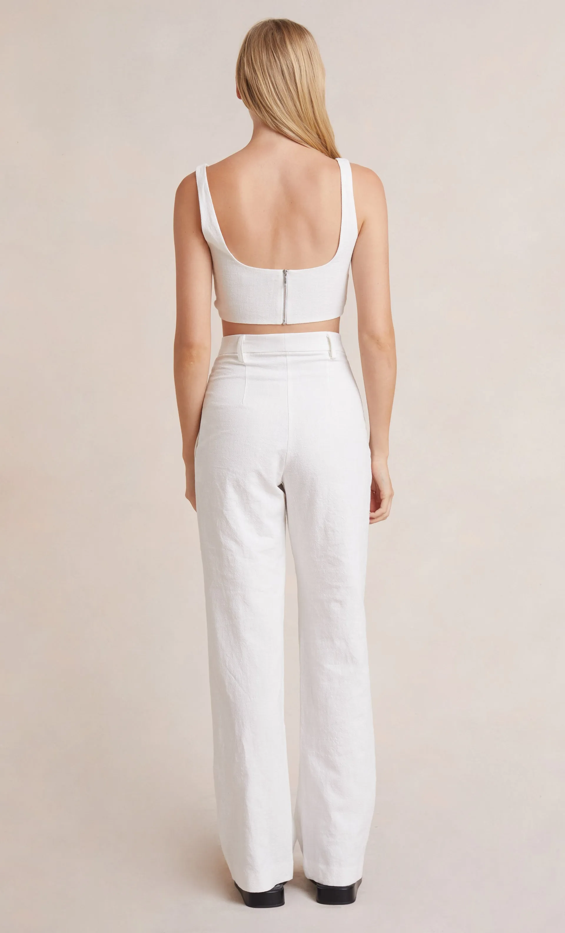 Flap Pocket White Comfy Trouser