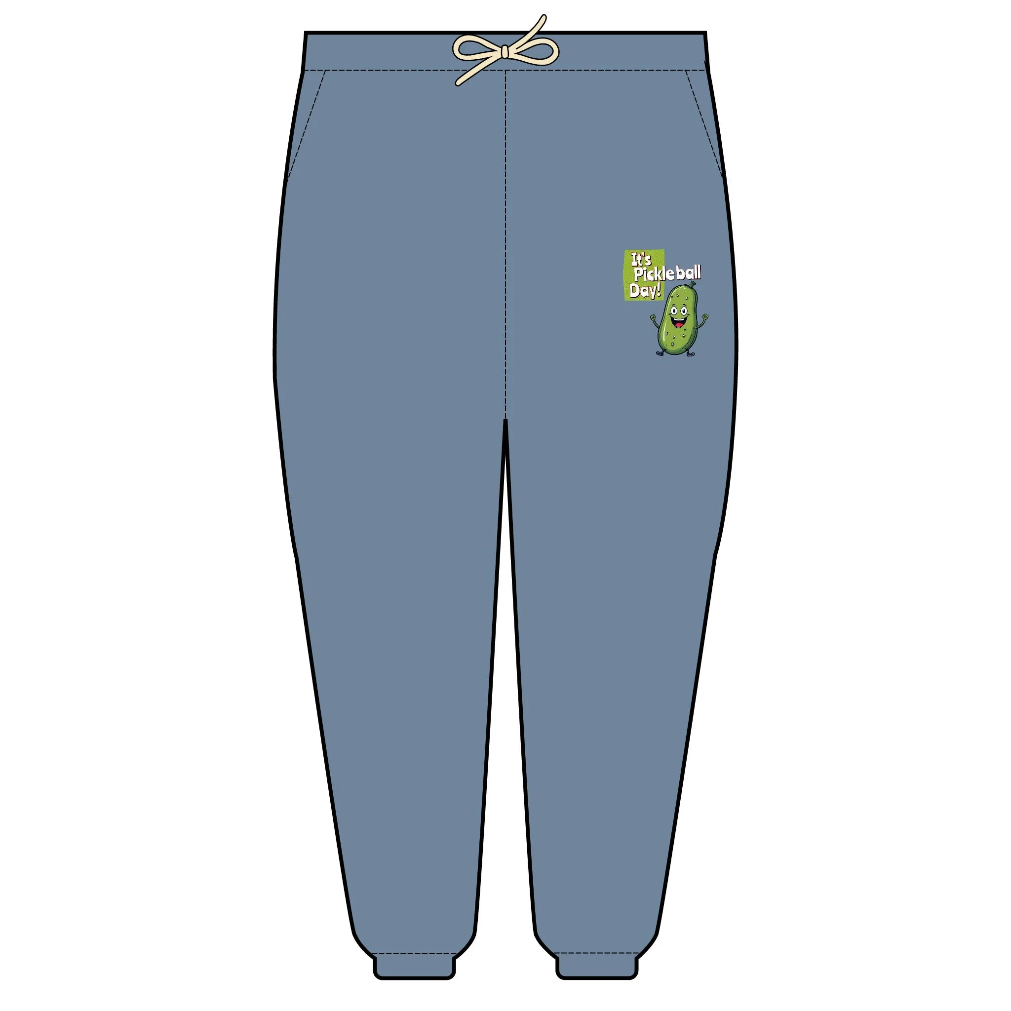 Fleece Sweatpants- Happy Pickle Dude - It's Pickleball Day Design Unisex Garment-Dyed Lightweight Fleece Sweatpants