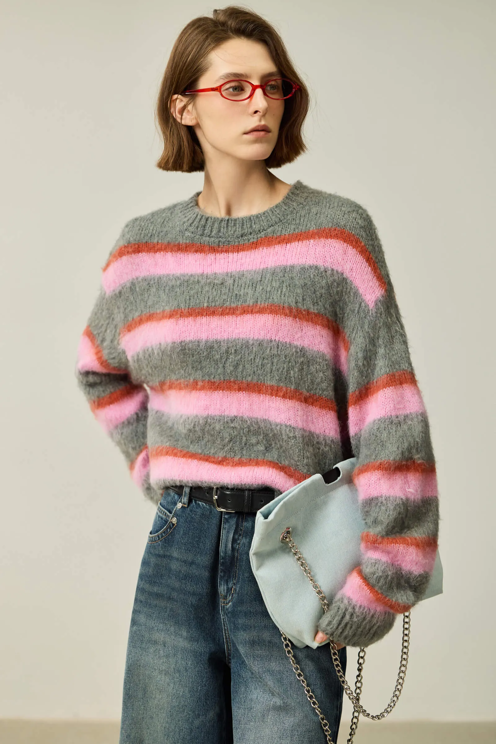 LILY Cozy Color-Block Striped Sweater