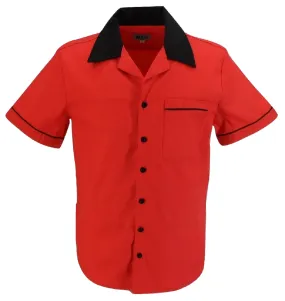 Mazeys Mens Retro Red Rockabilly Bowling Shirts