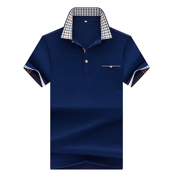 Mens Stylish Polo Shirt Solid Color Short Sleeve Spring Summer Casual Tops