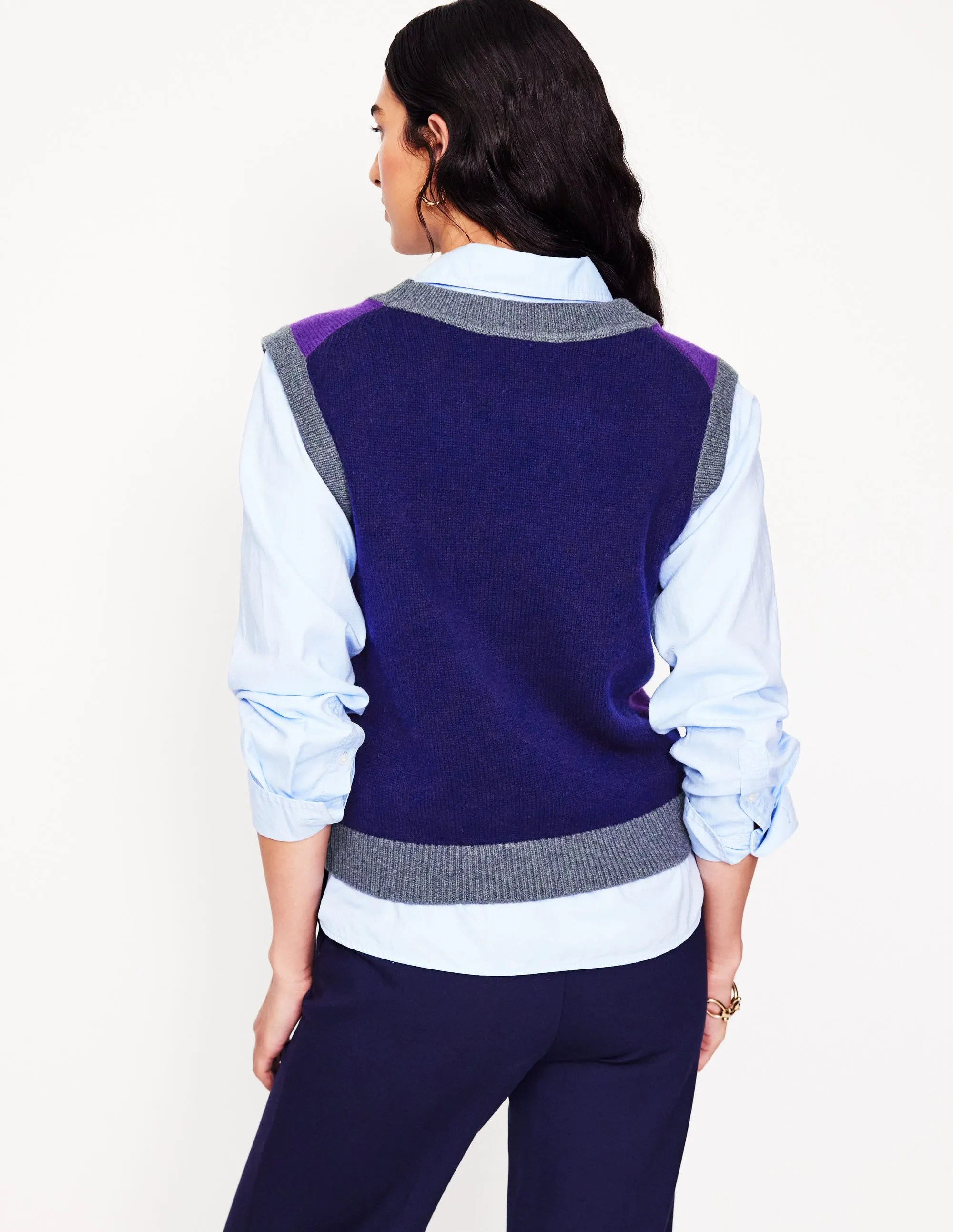 Olivia Merino Tank-Ameythyst Purple, Colourblock