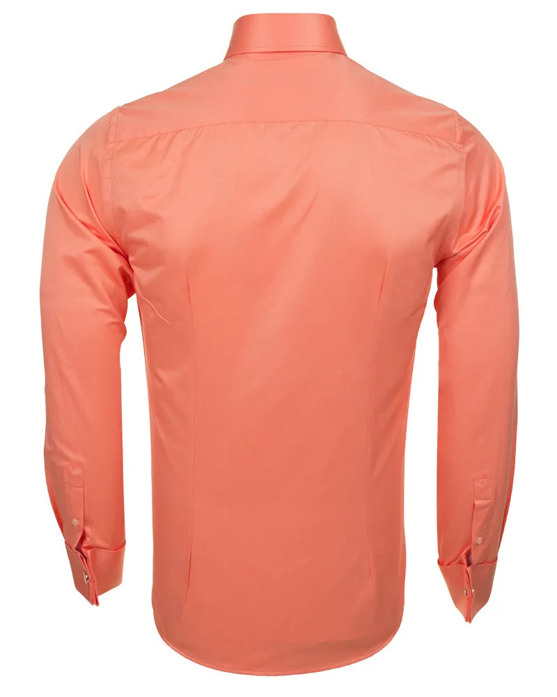 Peach Plain Double Cuffed Shirts