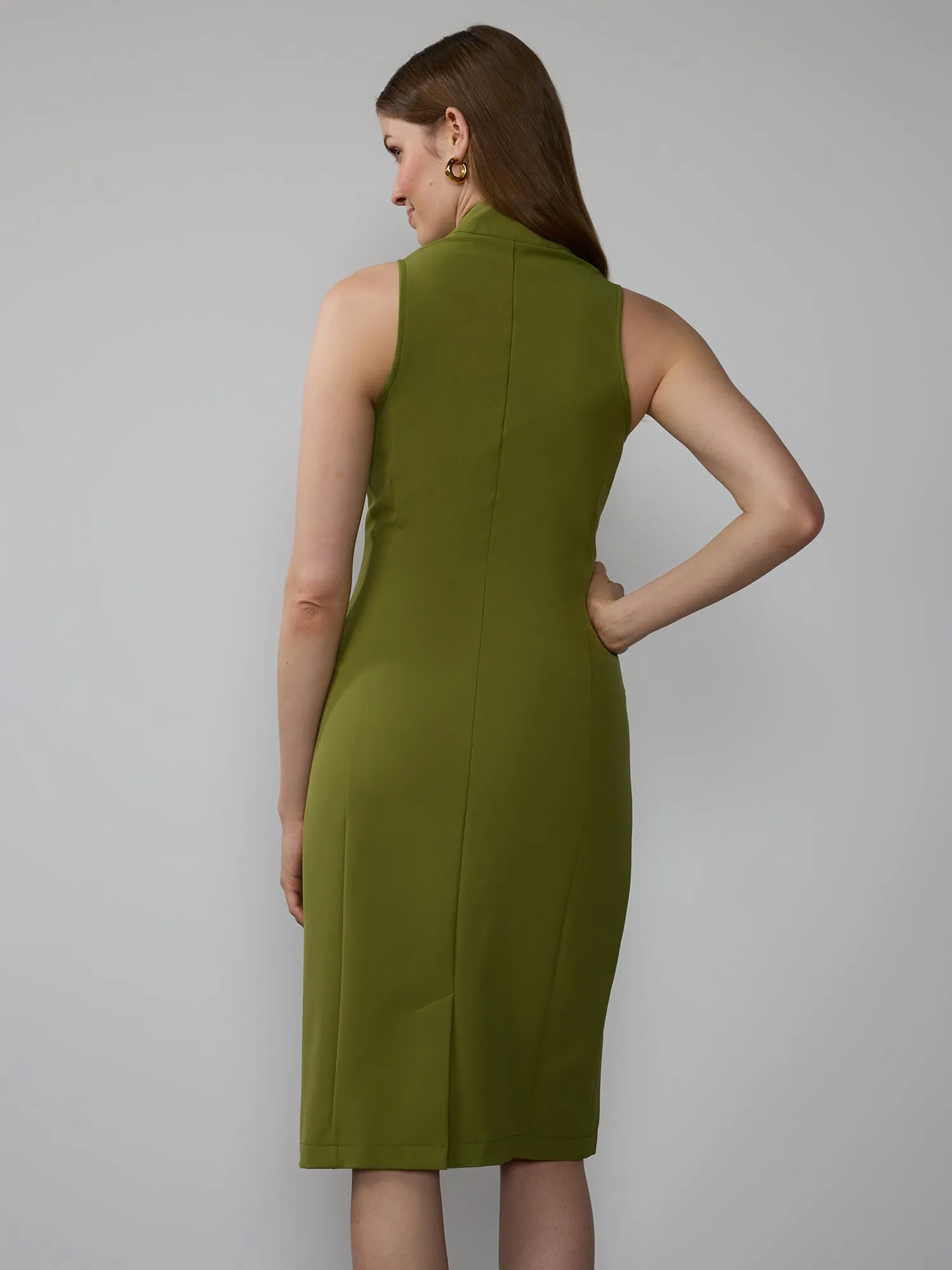 Plus Sleeveless Button Front Fit to Flatter Sheath Dress