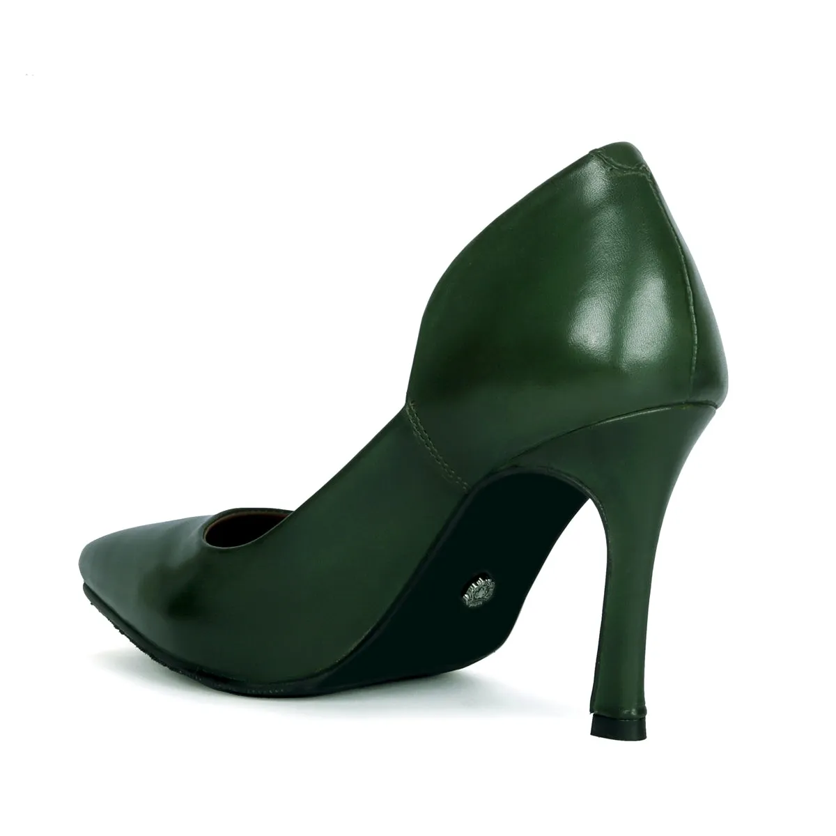 Pointed Toe Ladies formal Green Genuine Leather Sleek Stiletto Pencil Heel By Brune & Bareskin