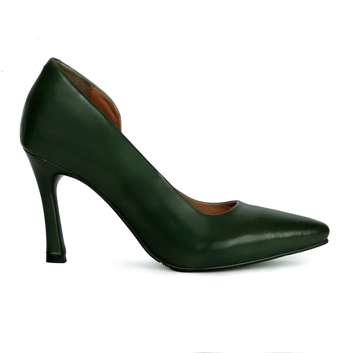 Pointed Toe Ladies formal Green Genuine Leather Sleek Stiletto Pencil Heel By Brune & Bareskin