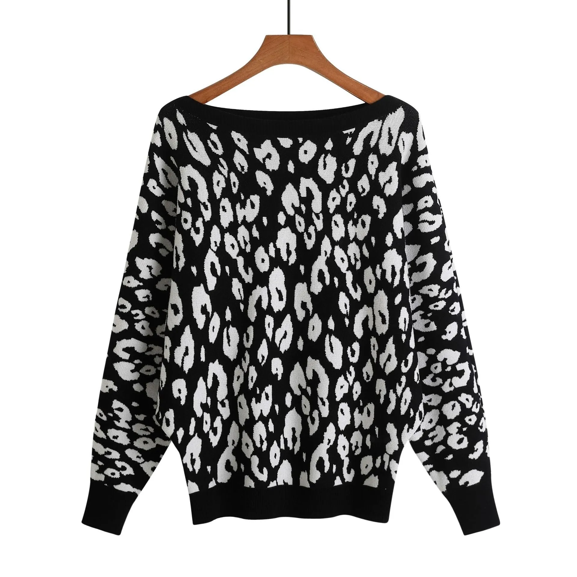 Pre Order:  Leopard Boat Neck Knit Sweater