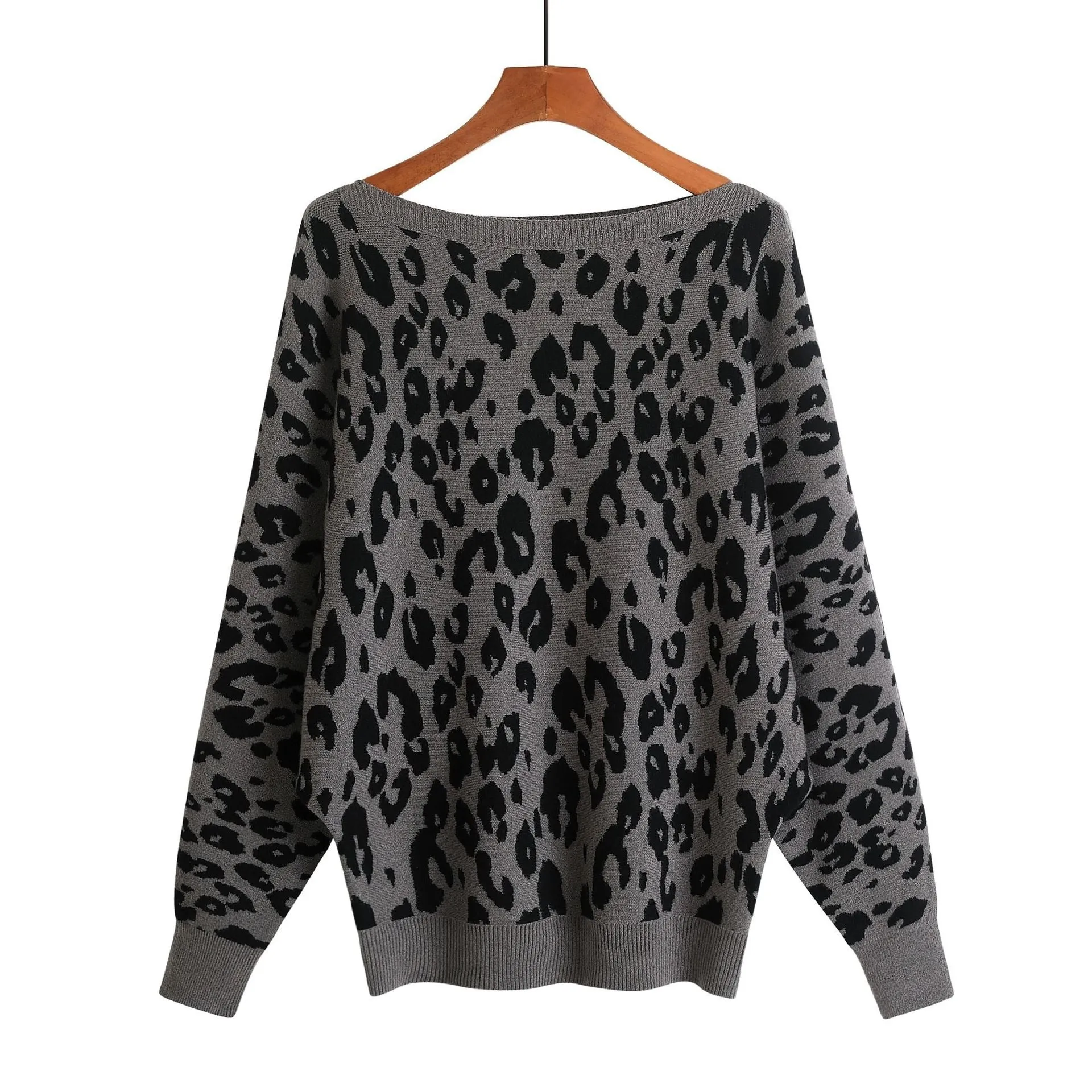 Pre Order:  Leopard Boat Neck Knit Sweater