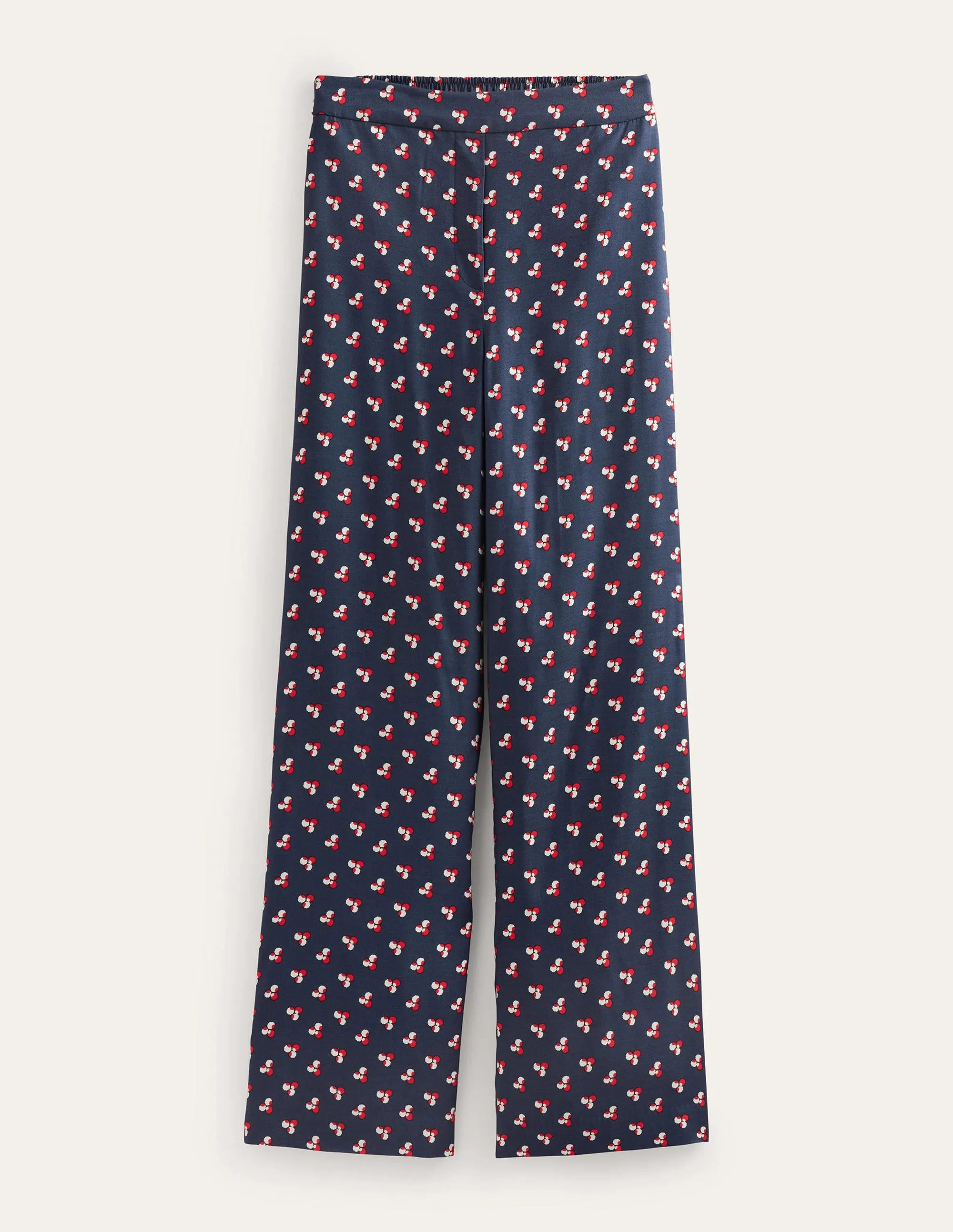 Printed Pull-On Trousers-French Navy, Falling Dot