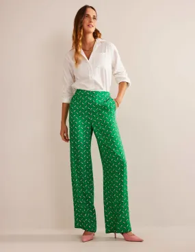 Printed Pull-On Trousers-Meadow Green, Falling Dot