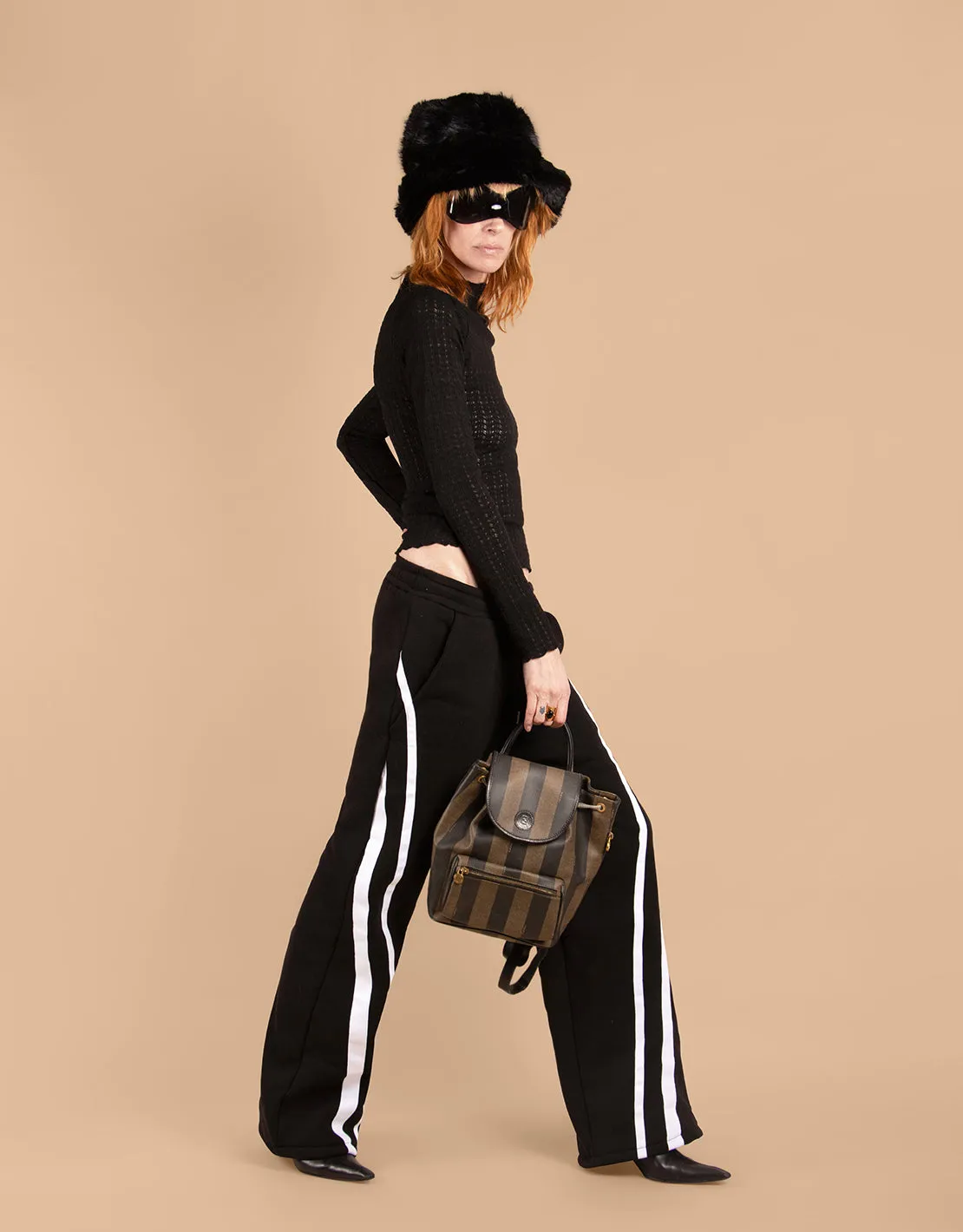 Stripe detail comfy wide trousers