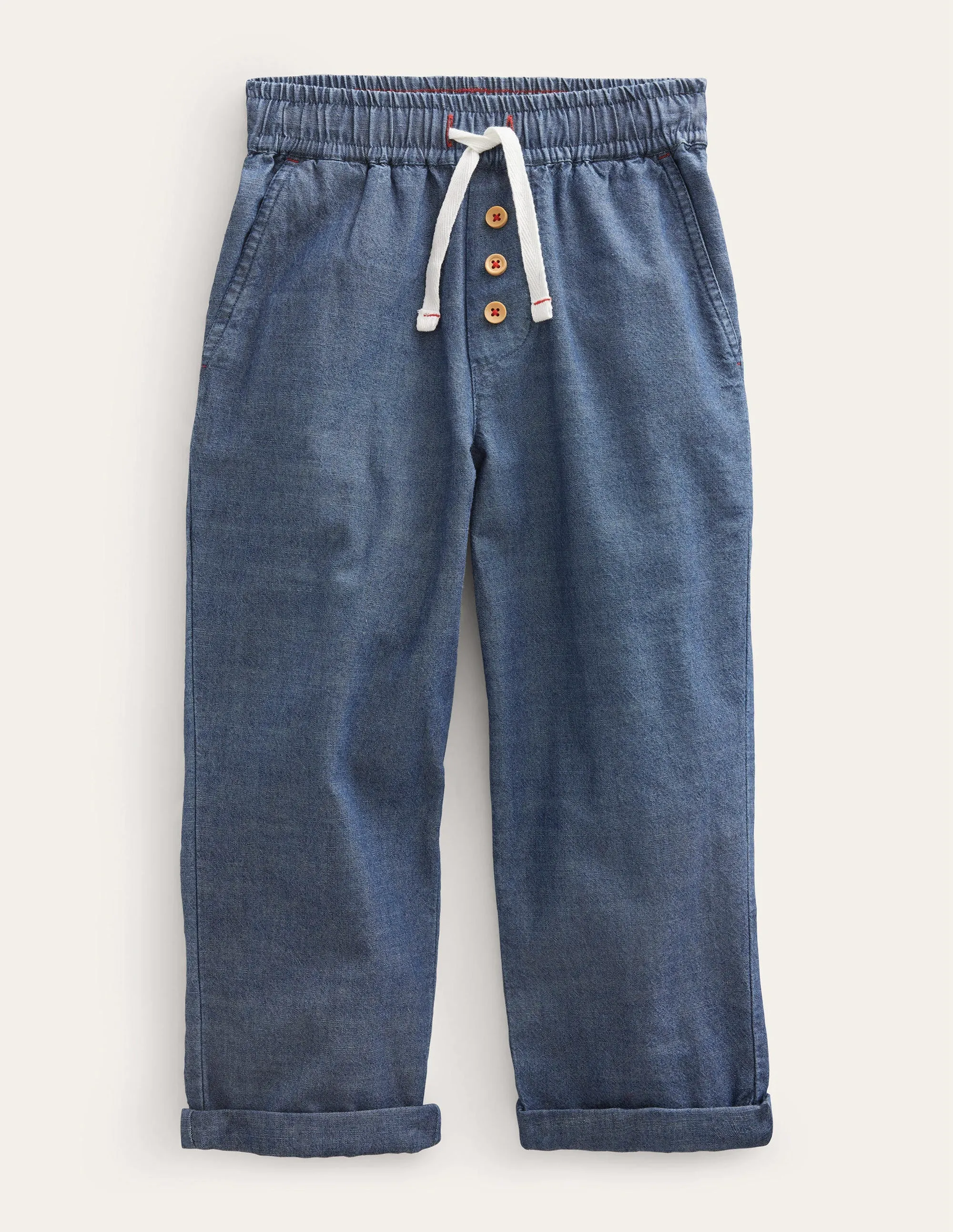 Summer Pull-On Trousers-Dark Chambray