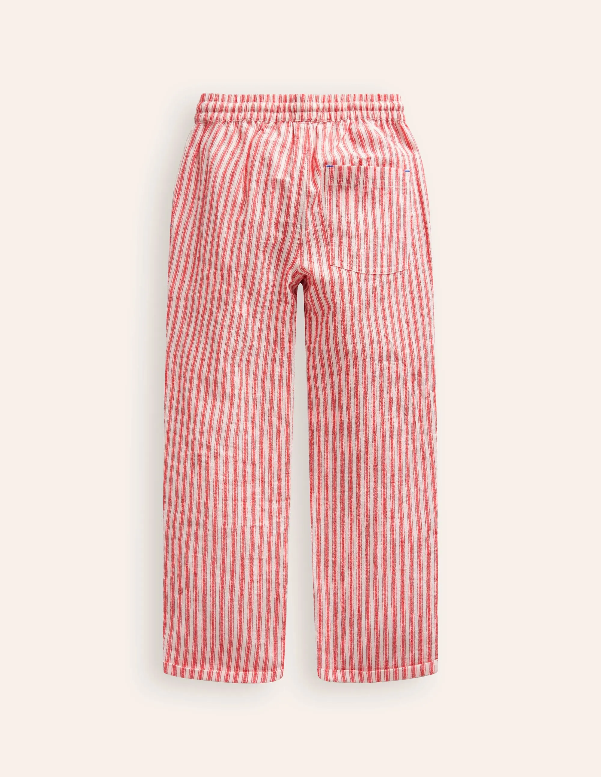 Summer Pull-On Trousers-Strawberry Tart Red Ticking