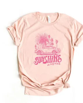 Sunshine On My Mind Car Short Sleeve Graphic Tee | Blush