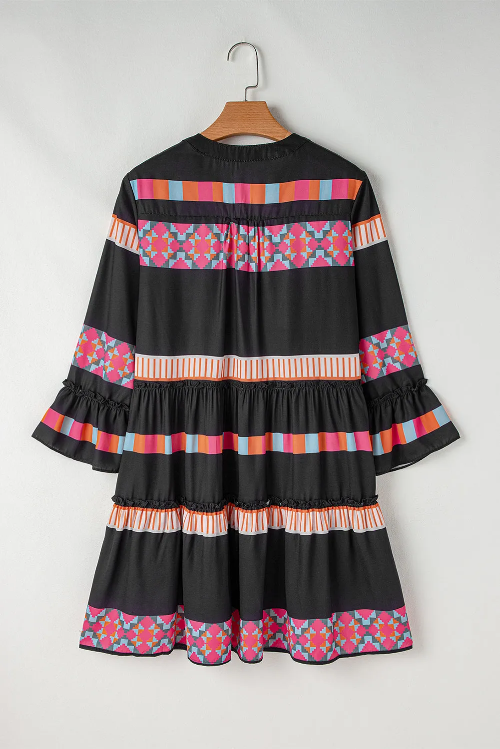 Vibrant Ruffle Sleeve Boho Dress for Effortless Style