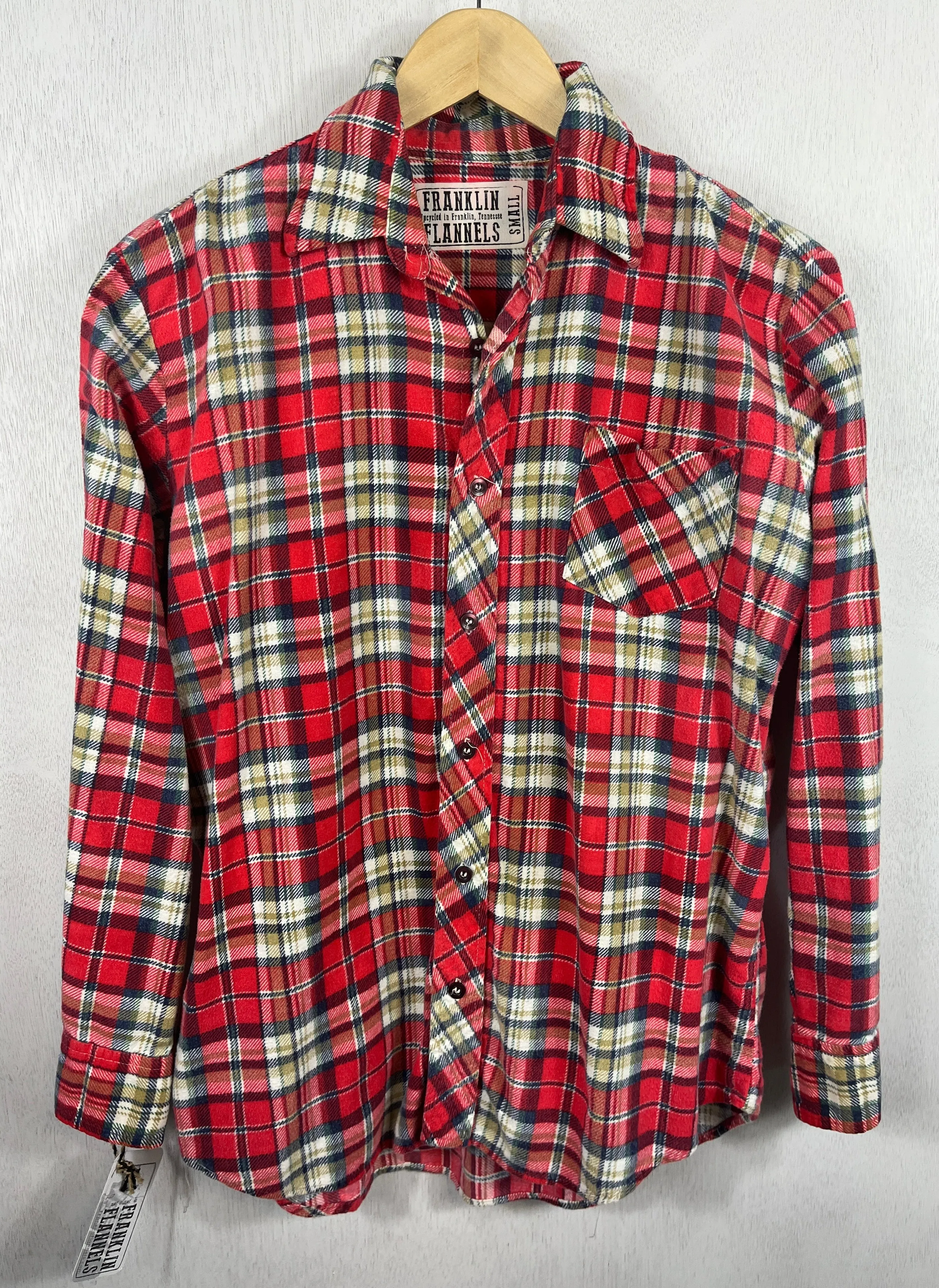 Vintage Retro Red, White and Blue Flannel Size Small