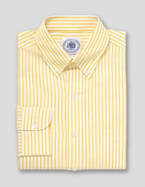 YELLOW WHITE BUTCHER STRIPE BROADCLOTH DRESS SHIRT